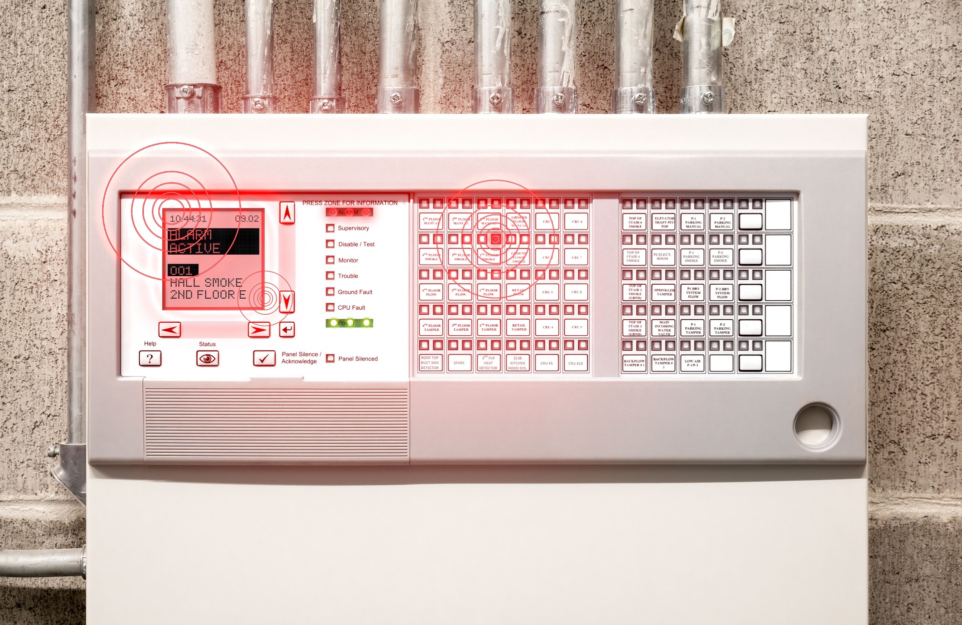 Fire alarm system with active alert and peeping.